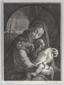 Jomfru med det sovende Kristusbarn, 1708., 1708. af Nicolas Etienne Edelinck