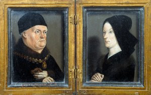 Diptykon af Matheron: portrætter af Rene, hertug af Anjou, greve af Provence, konge af Sicilien og Jerusalem (1409-1480) og hans kone Jeanne de Laval. Maleri af Nicolas Froment (ca. 1425-1483/1486) søn. 0,17x0,13 m