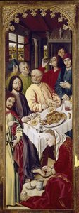 Triptykon: Maria Magdalene vasker Jesu fødder (højre panel) (tempera på panelet af Nicolas Froment