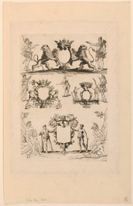Design til våbenskjold, fra "Livre de Cartouches" af Nicolas Guerard