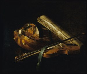 Stilleben med musikinstrumenter, 1756.