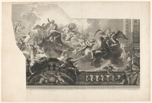 Loftmaleri med samling af guder (plade 2) Plafond du Milieu de la Grande Gallerie du Palais Royal (titel på objekt)