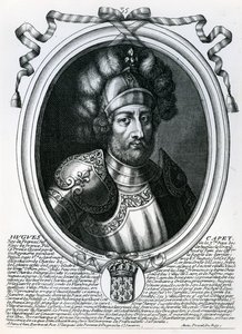 Hugues I Capet (941-96), konge af Frankrig, fra "Les Augustes Representations de tous les Rois de France depuis Pharamond jusqu