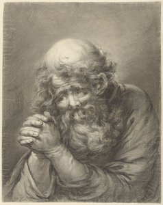 Gammel mand med skæg med foldede hænder af Nicolas Joseph Delin