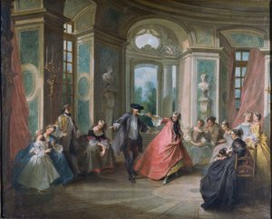Den blinde mands buff af Nicolas Lancret