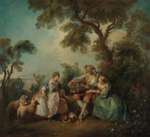 Fugleburet (Kærligheden i lunden) af Nicolas Lancret