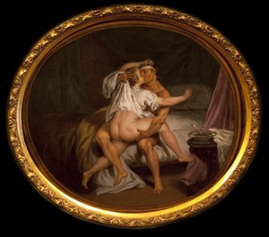 Galant scene i en spiritus. Maleri af Nicolas Lancret (1690-1743), olie på lærred. fransk kunst