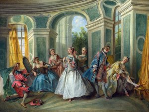 Lancret, Nicolas (1690-1743) Menneskets fire aldre: Ungdom Olie på lærred Rokoko ca 1735 Frankrigs Nationalgalleri, London 34,3x45,3 maleri af Nicolas Lancret