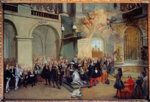 Overdragelsen af Helligåndsordenen (Helligåndsordenen) i kapellet i Versailles 3/06/1724 Maleri af Nicolas Lancret (1690-1743) 1724 Søn. 0,56x0,81 m af Nicolas Lancret