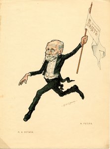 Portræt af Marius Petipa (1818-1910) fransk danser og koreograf - Litografi af Nikolai Gustavovich Legat (1869-1937), uddrag fra Ballet russe en caricatures