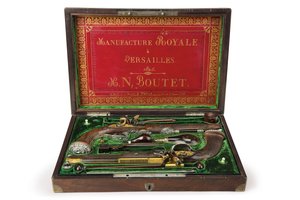 Et par sølvmonterede riflede flintlåspistoler, Versailles, 1825