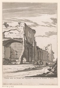 Ruinerne af en akvædukt i Rom Vieux Mur de Rome dit Aquaduc proche la Porte St. Paul (titel på objektet)