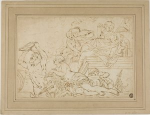Scene med nymfer og satyr