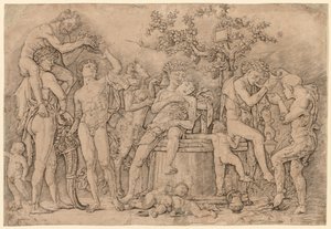Bacchanal med en vin Vat af Nicolas Poussin