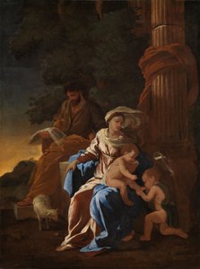 Den hellige familie med Johannesbarnet af Nicolas Poussin