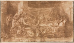 Extreme Unction recto, Three Heads and Other Skits verso, 1643-1644. af Nicolas Poussin