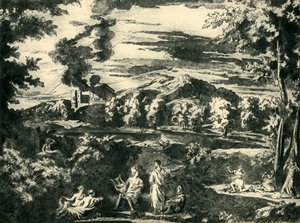 Landskab med Orpheus og Eurydice, midten af det 17. århundrede, 1943. af Nicolas Poussin