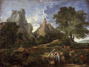 Landskab med polyfem, 1649 af Nicolas Poussin