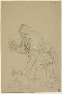 Knælende mand med kande (recto); stående mand (verso) af Nicolas Poussin