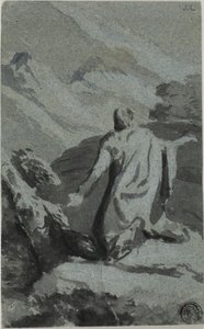 Mand beder i vildmarken af Nicolas Poussin