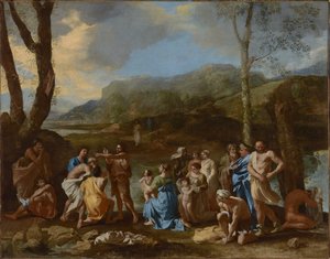 Sankt Johannes døber i Jordanfloden af Nicolas Poussin