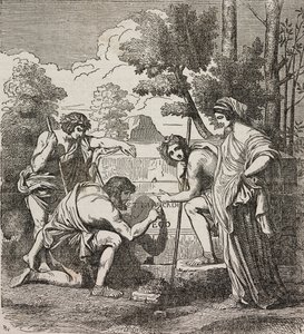 Shepherds of Arcadia, efter maleri af Nicolas Poussin, illustration fra Universal Theatre, encyklopædisk og scenografisk samling, nr. 512, 4. maj af Nicolas Poussin