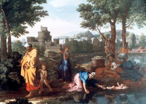 Udstillingen af Moses, 1654 af Nicolas Poussin