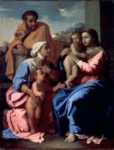 Den hellige familie med Johannes Døberen og Sankt Elizabeth, 1644-1655. af Nicolas Poussin