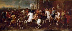 Jagten på Meleager. Helte fra græsk mytologi, der er berømt under jagten på ornen fra Calydon. Maleri af Nicolas Poussin af Nicolas Poussin