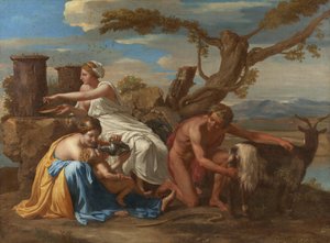 Den spæde Jupiter næret af geden Amalthea af Nicolas Poussin