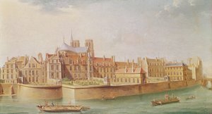 Huse i Notre-Dame-klostret, Paris af Nicolas Raguenet