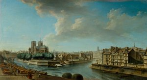 Notre Dame ja Ile Saint-Louisin länsikärki af Nicolas Raguenet