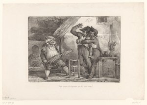 Burger plaagt twee dronken soldater i en kroeg Du krydser bajonetten på gamle venner! (titel på objekt) af Nicolas Toussaint Charlet