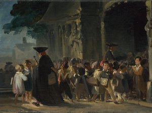 Børn ved en kirkedør, mellem 1817 og 1845 af Nicolas Toussaint Charlet