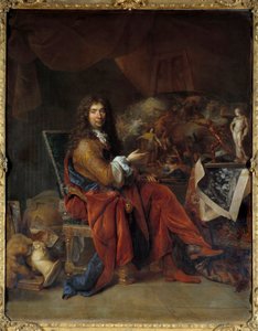 Portræt af Charles Lebrun (Le Brun) (1619-1690), første maler af kong Ludvig XIV. Maleri af Nicolas de Largilliere (1656-1746) Dim. 2,32 x 1,81 m. Paris. Louvre-museet
