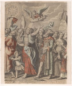 Kristi triumftog med figurer fra Det Gamle og Nye Testamente (Del Anden) Jesu Kristi triumf (titel på objekt)