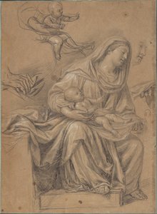 Siddende Madonna med Jesusbarnet på knæet og beslægtede studier af Nicolas de Plattemontagne