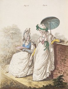 Morgenkjoler, figner. 111 og 112 fra Nikolaus Heideloffs `Gallery of Fashion