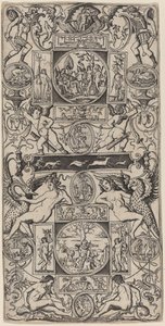 Ornamentpanel med Orpheus og Paris-dommen af Nicoletto da Modena