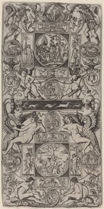 Ornamentpanel med Orpheus og Paris-dommen af Nicoletto da Modena