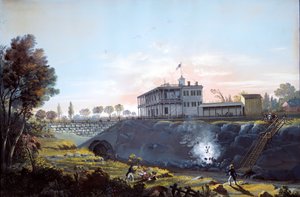 Udsigt over Harlem Railroads tunnel, ca.1837. af Nicolino Calyo