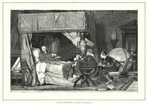 Den italienske astronom Galileo Galilei i Arcetri, Italien, hvor han døde i 1642 (litografi) af Nicolo (after) Barabino