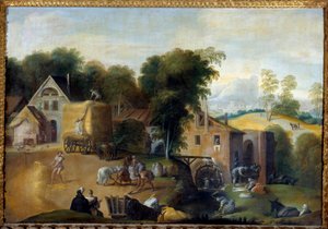 Le vannage du grain Painting by Nicolo dell "Abatedani