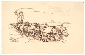 Blære Bonde pløjer jord af Niels Skovgaard