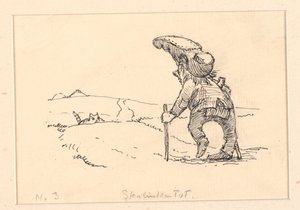 Illustration til "Den tykke kat" af Niels Skovgaard