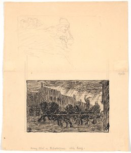 To illustrationsudkast til Sønderjyske Folkesagn, v. F.Ohrt. F.o. Hvor I mindst venter det og f.n. Kong Abel og rebslagerne af Niels Skovgaard