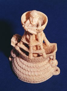 Øverste del af Salt Cellar af føreren af det heraldiske skib, Nigeria, bini-portugisisk, ca. 1525-1600