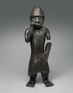 Figur af en hornblæser, nigeriansk, ca. 1504-50 (kobberlegering)