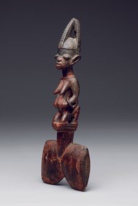 Shango dansestav ("oshe" Shango), slutningen af det 19. til begyndelsen af det 20. århundrede (træ, pigment og metal)