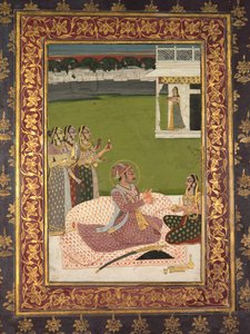 Portræt af Maharaja Savant Singh med Consort, Bani Thani, midten af 1700-tallet. af Nihal Chand